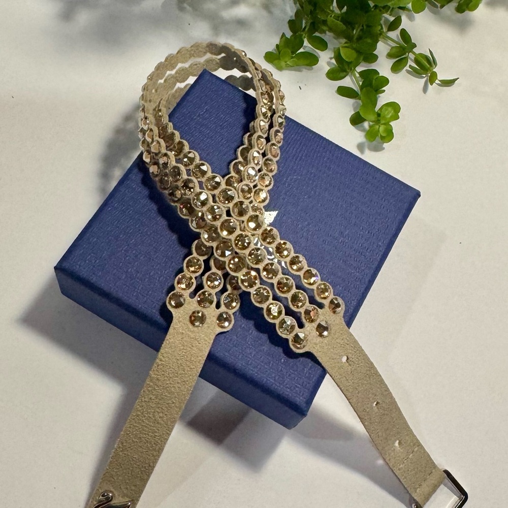 Swarovski Tan Power Slake Collection Double Wrap Crystal Bracelet NWOT - Picture 8 of 16